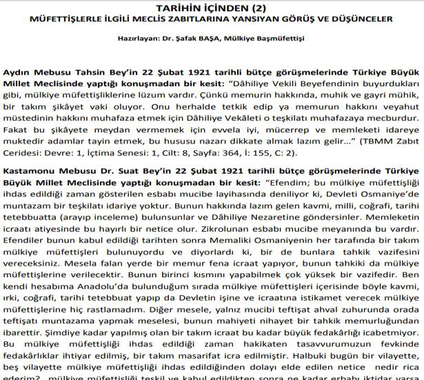 TARİHİN İÇİNDEN-2 (MÜFETTİŞLERLE İLGİLİ)