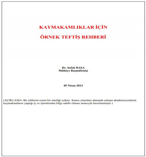 KAYMAKAMLIKLAR İÇİN ÖRNEK TEFTİŞ REHBERİ